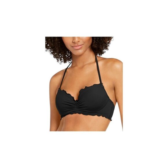 SUNDAZED Woman’s Nixie Underwire Bra-Sized Halter Bikini Top Black SZ 34D - Picture 1 of 7